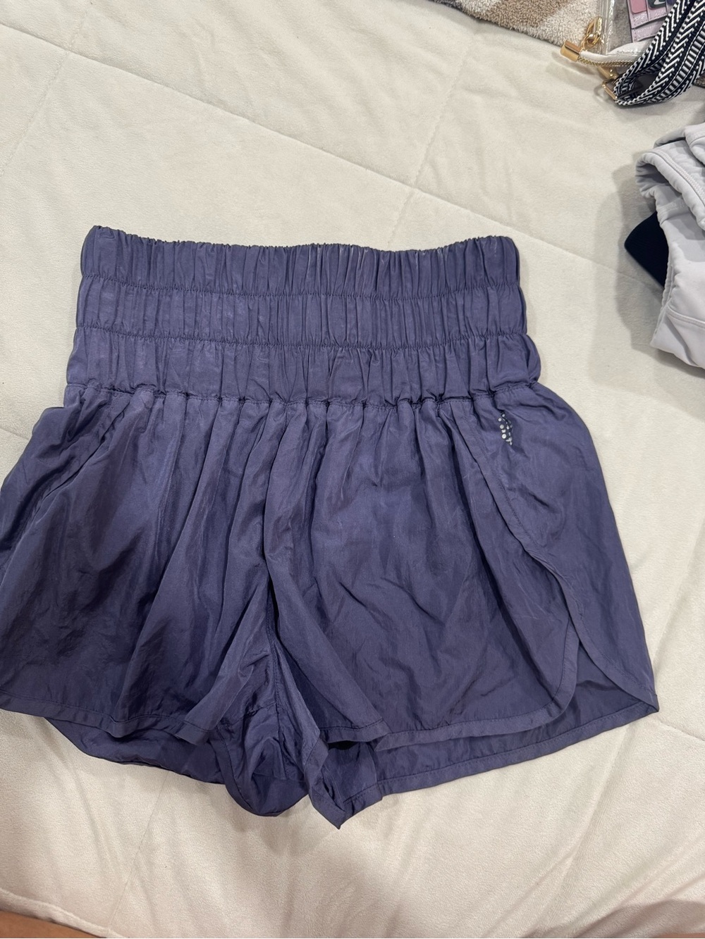 Free People Movement Women’s High-Waist Smocked Purple Shorts